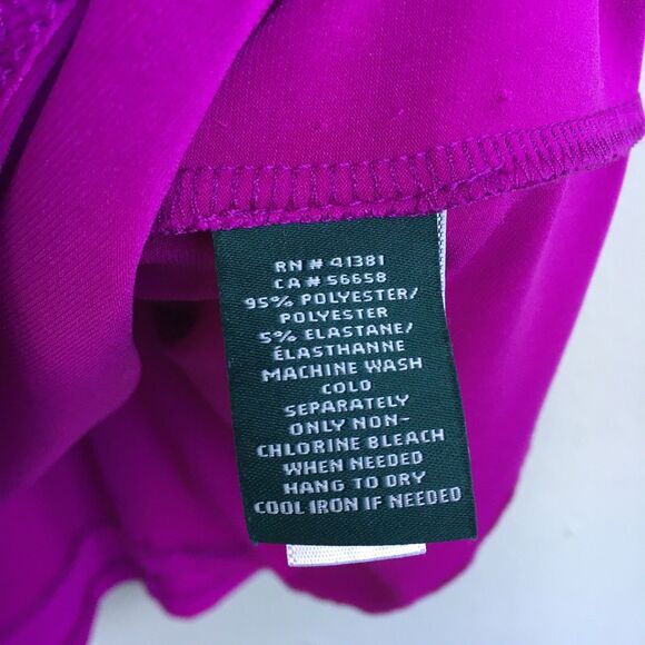 Lauren Ralph Lauren Ruched Cowl Neck Cocktail Dress Magenta Womens 12 Draped - Picture 10 of 14